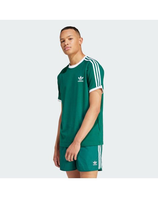 Collegiate Green Adicolor Classics 3 Bandas Camiseta di Adidas Originals da Uomo