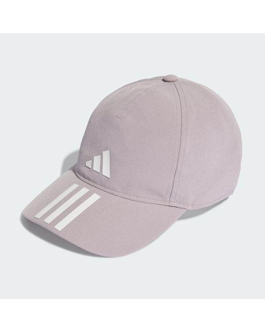 Adidas Purple 3-stripes Aeroready Running Training Baseball Cap