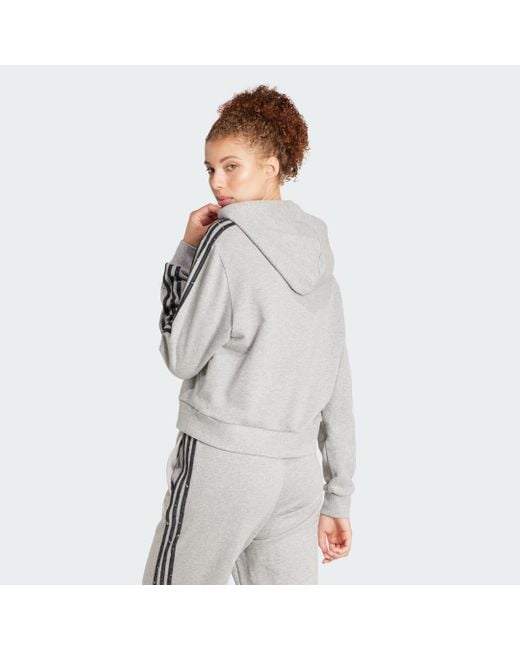 Adidas Gray Essentials 3-stripes Animal Printed Relaxed Hoodie