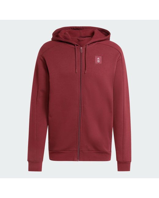 Adidas Red Manchester United Seasonal Full-Zip Hoodie for men