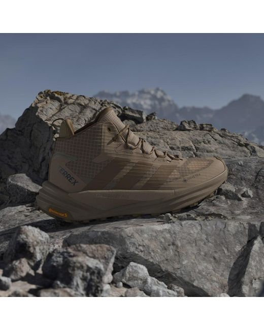 Adidas Brown Terrex Freehiker 3 Mid Gore-Tex Hiking Shoes for men