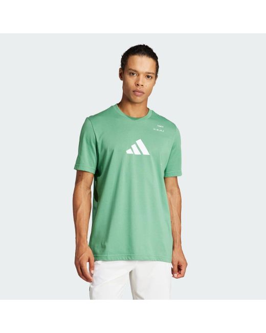 Adidas Green Aeroready Tennis Category Graphic T-Shirt for men