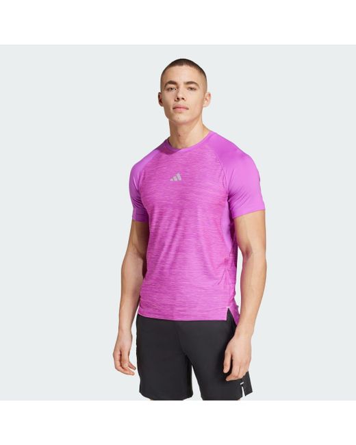 Adidas Purple Gym+ Training 3-Stripes T-Shirt for men