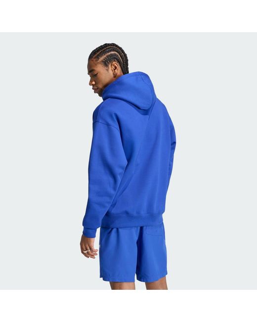Adidas Blue Trefoil Essentials Loose Hoodie for men
