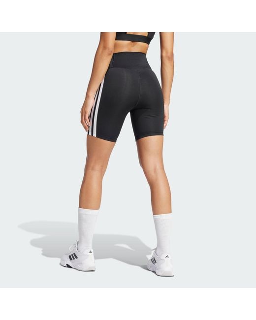 Adidas Black Optime Essentials 3-Stripes Short Leggings
