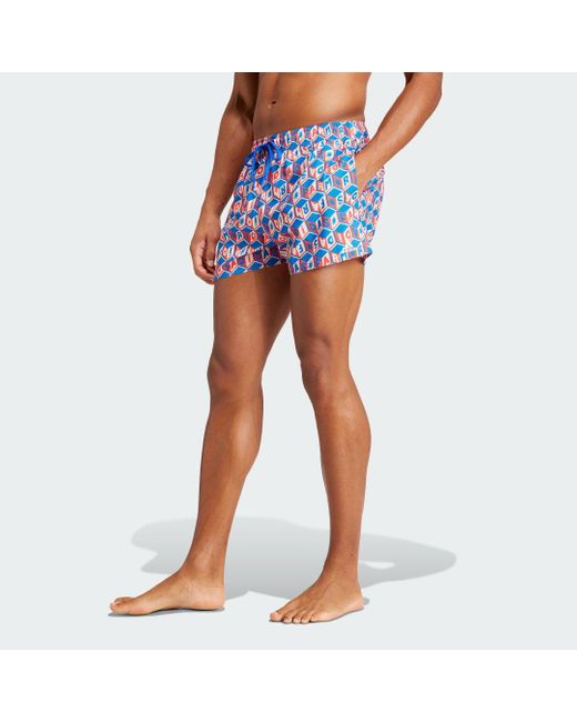 Adidas Blue Farm Rio 3-stripes Clx Swim Shorts for men
