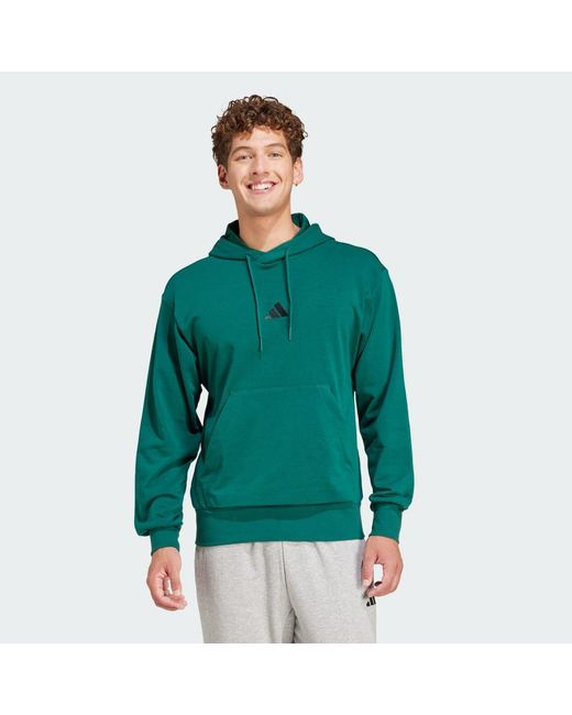 Adidas Green Essentials Feelcozy French Terry Hoodie for men