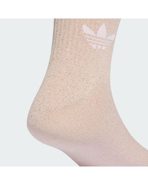 Adidas Natural 3-Stripes Glitter Crew Socks 2 Pairs