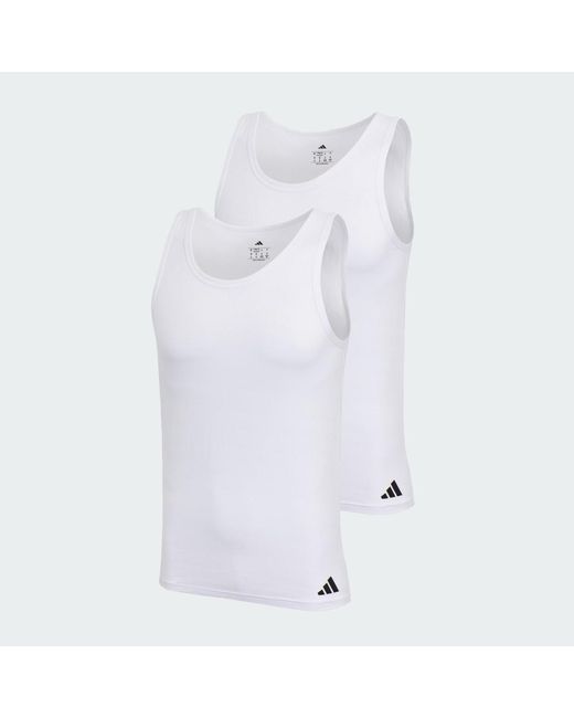 Adidas White Active Flex Cotton Tank Top 2-Pack Underwear for men