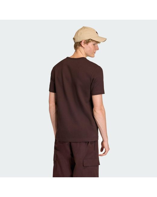 Adidas Brown Trefoil Essentials Waffle T-Shirt for men