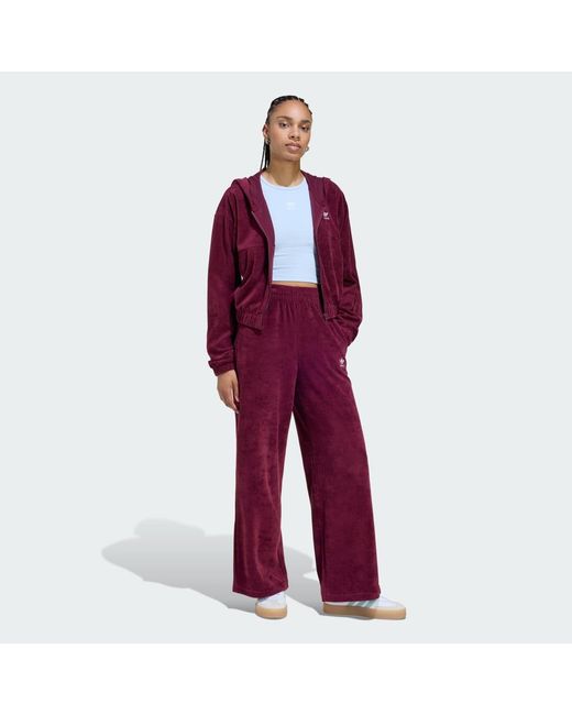 Adidas Red Essentials Chenile Track Joggers