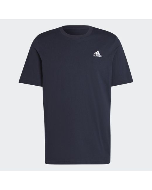Adidas Blue Essentials Single Jersey Embroidered Small Logo T-shirt for men
