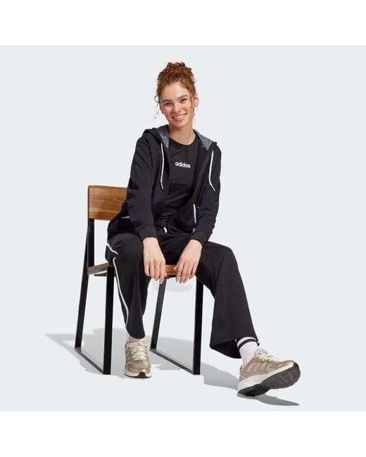 Adidas Black Essentials Color Pop French Terry Full-Zip Hoodie