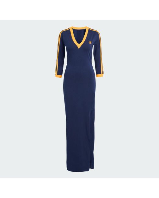 Adidas Blue Maxikleid ADICOLOR CLASSICS 3-STREIFEN MAXI-KLEID