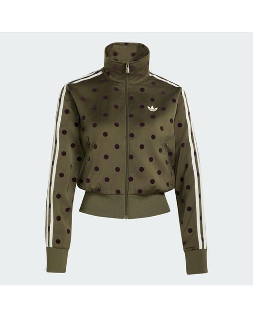 Adidas Green Satin Polka Dots Tt Track Top