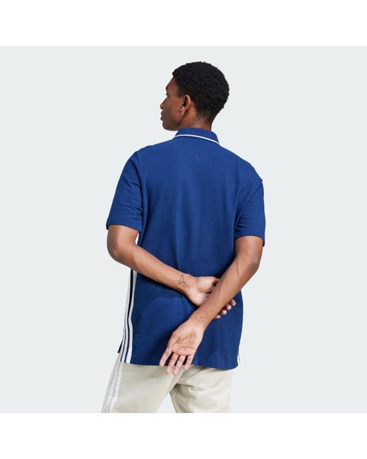 Adidas Blue Essentials 3-Stripes Piqué Polo Shirt for men
