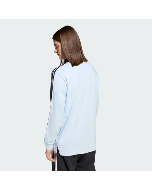 Adidas Blue 3-Stripes Rugby Longsleeve Polo for men