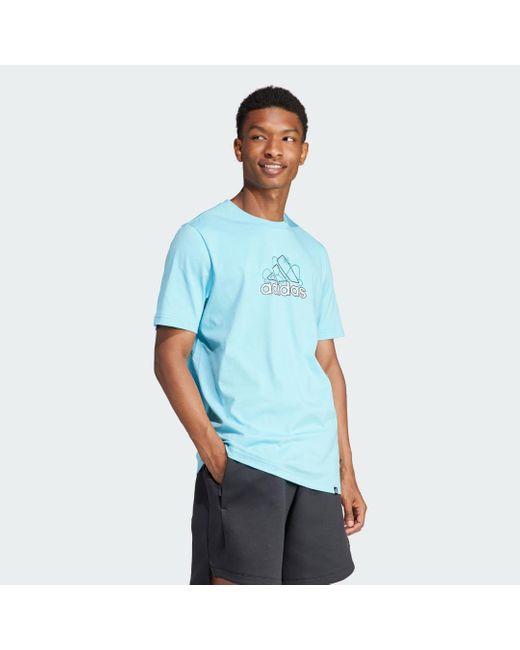Adidas Blue Sportswear Dream Doodle Two-Tone T-Shirt for men