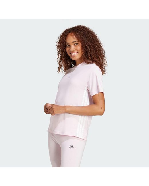 Adidas White Essentials 3-Stripes Cotton Tee