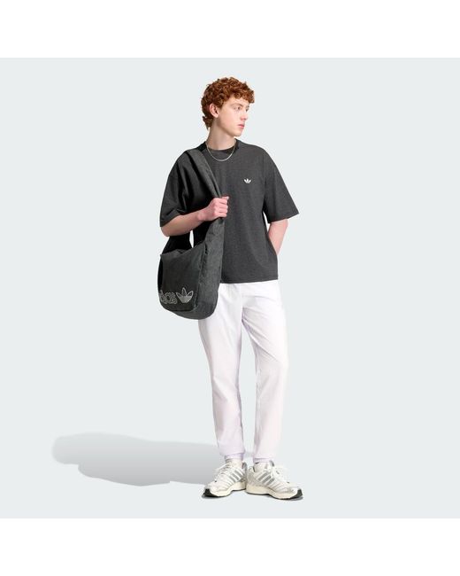 Adidas Black Trefoil Essentials Melange Loose Cropped T-Shirt for men