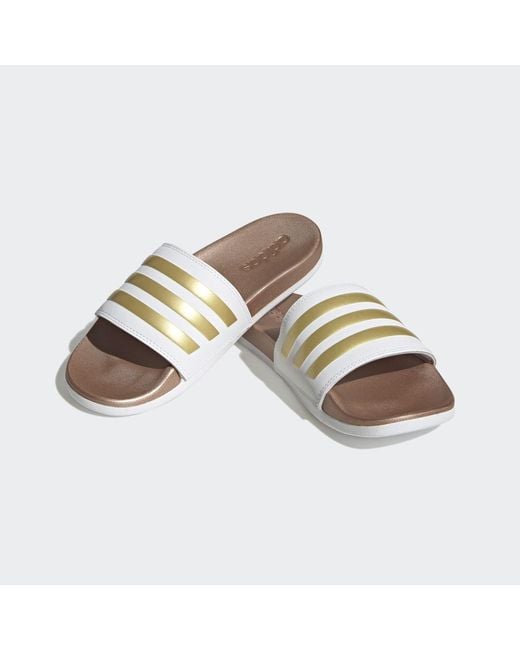 Adidas White Adilette Comfort Slides