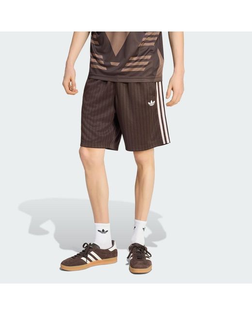 Adidas Brown Firebird Engineered Stripes Shorts for men