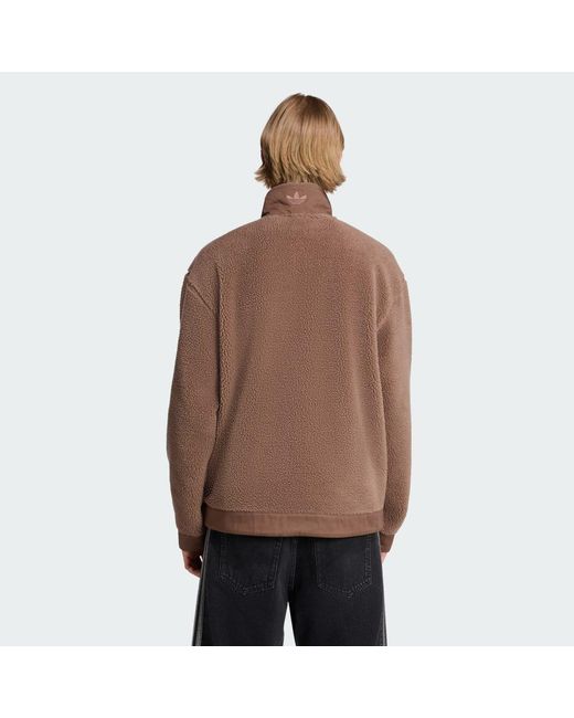 Adidas Brown Premium Essentials Polar Fleece Full-Zip Jacket for men