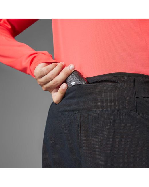 Adidas Black Adizero Running 2-In-1 Gel Pocket Shorts for men