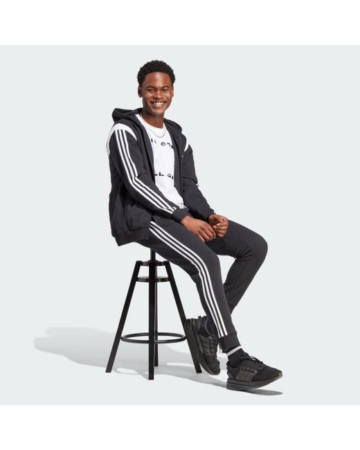 Adidas Black Colourblock Full-Zip Hoodie for men