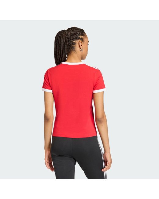 Camiseta Slim 3 Bandas Adidas de color Red
