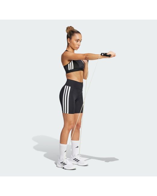Adidas Black Optime Essentials 3-Stripes Short Leggings