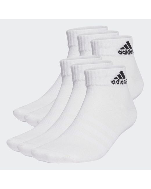 Adidas White Thin And Light Sportswear Ankle Socks 6 Pairs