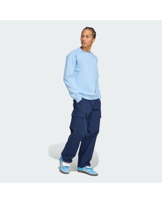 Felpa Trefoil Essentials Crew di Adidas in Blue da Uomo