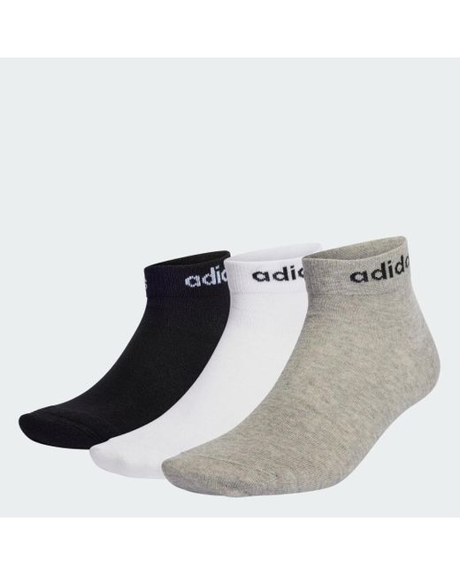 Adidas Gray Think Linear Ankle Socks 3 Pairs