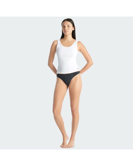 Adidas White Active Seamless 3 Pack Thong Underwear