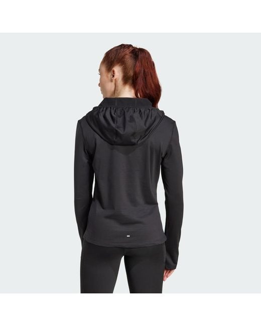 Adidas Black Own The Run Winterized Hooded Half-Zip