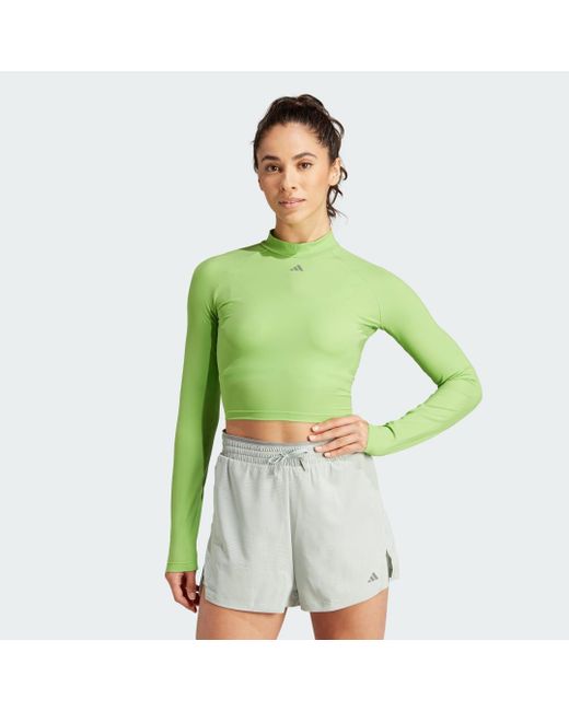 Adidas Green Hiit Heat.rdy Long-sleeve Top Crop Top