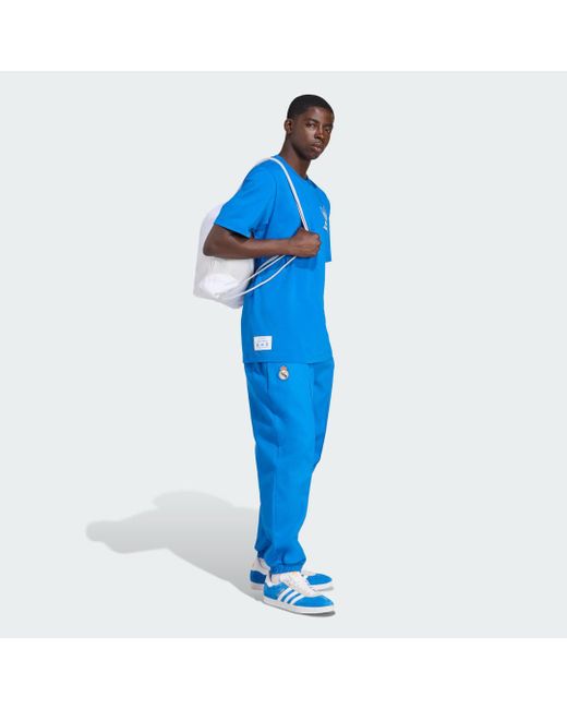 T-Shirt Con Le Icone Della Terrazza Del Real Madrid di Adidas in Blue da Uomo