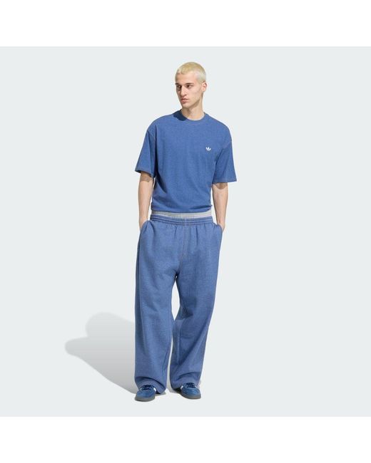 Adidas Blue Trefoil Essentials Melange Loose Cropped T-Shirt for men