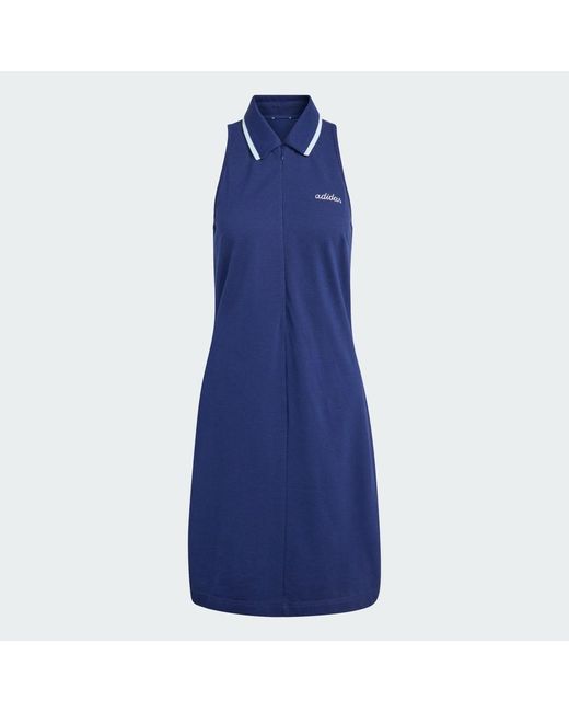 Adidas Blue Seasonal Essentials Colourpop Dress With Embroidered Graphic