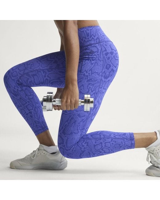 Adidas Blue Optime Primelift Snake 7/8 Leggings