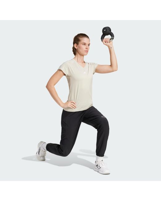 Adidas White Aeroready Train Essentials Minimal Branding V-Neck T-Shirt