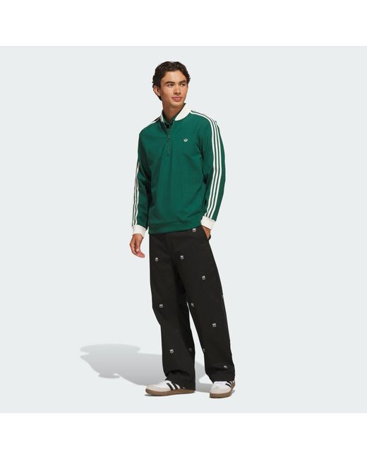 Adidas Green Originals 3-Stripes 1/4 Zip Sweatshirt for men