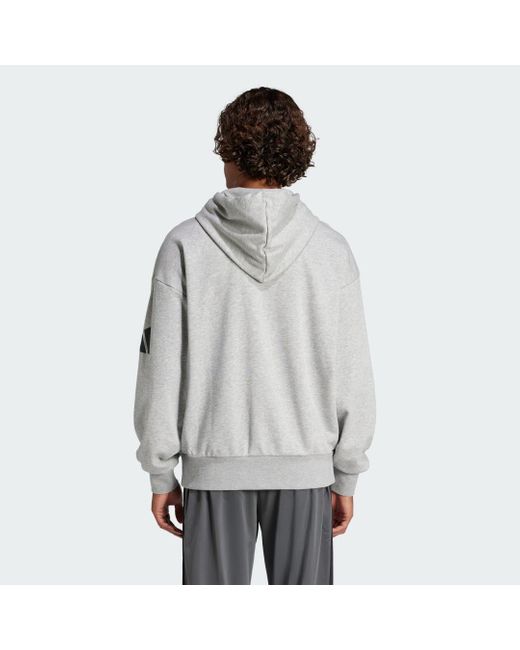 Felpa Con Cappuccio Essentials Loose-Fit 3 Bar Logo French Terry di Adidas in Gray da Uomo