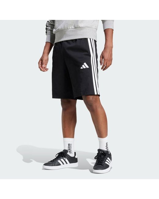 Adidas Black Essential 3-Stripes Single Jersey Shorts 10-Inch for men