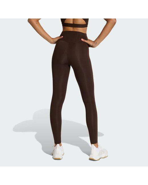 Adidas Brown Optimé Essentials Stash Pocket Full-Length Leggings