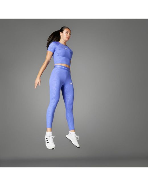 Adidas Blue Techfit Printed T-Shirt