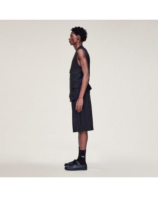 Adidas Blue Y-3 Pinstripe Sport Uniform Shorts for men
