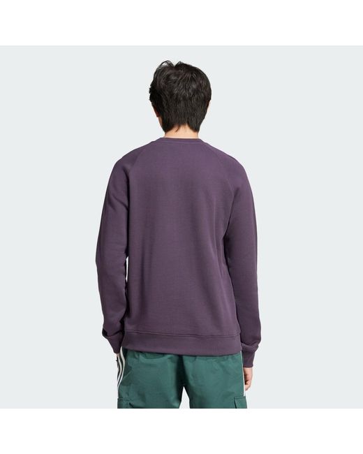 Adidas Purple Adicolor Classics Trefoil Crewneck Sweatshirt for men