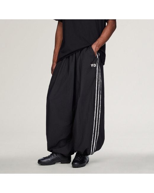 Adidas Black Y-3 Raw Edge 3 Stripes Wide Tracksuit Bottoms